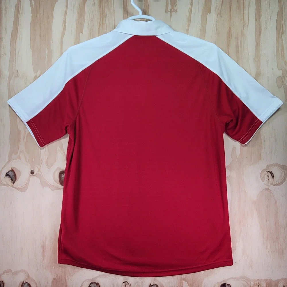 Adidas Polo Shirt Mens L Red White 2 Tone Climalite Golf Athletic 20S001 MINT